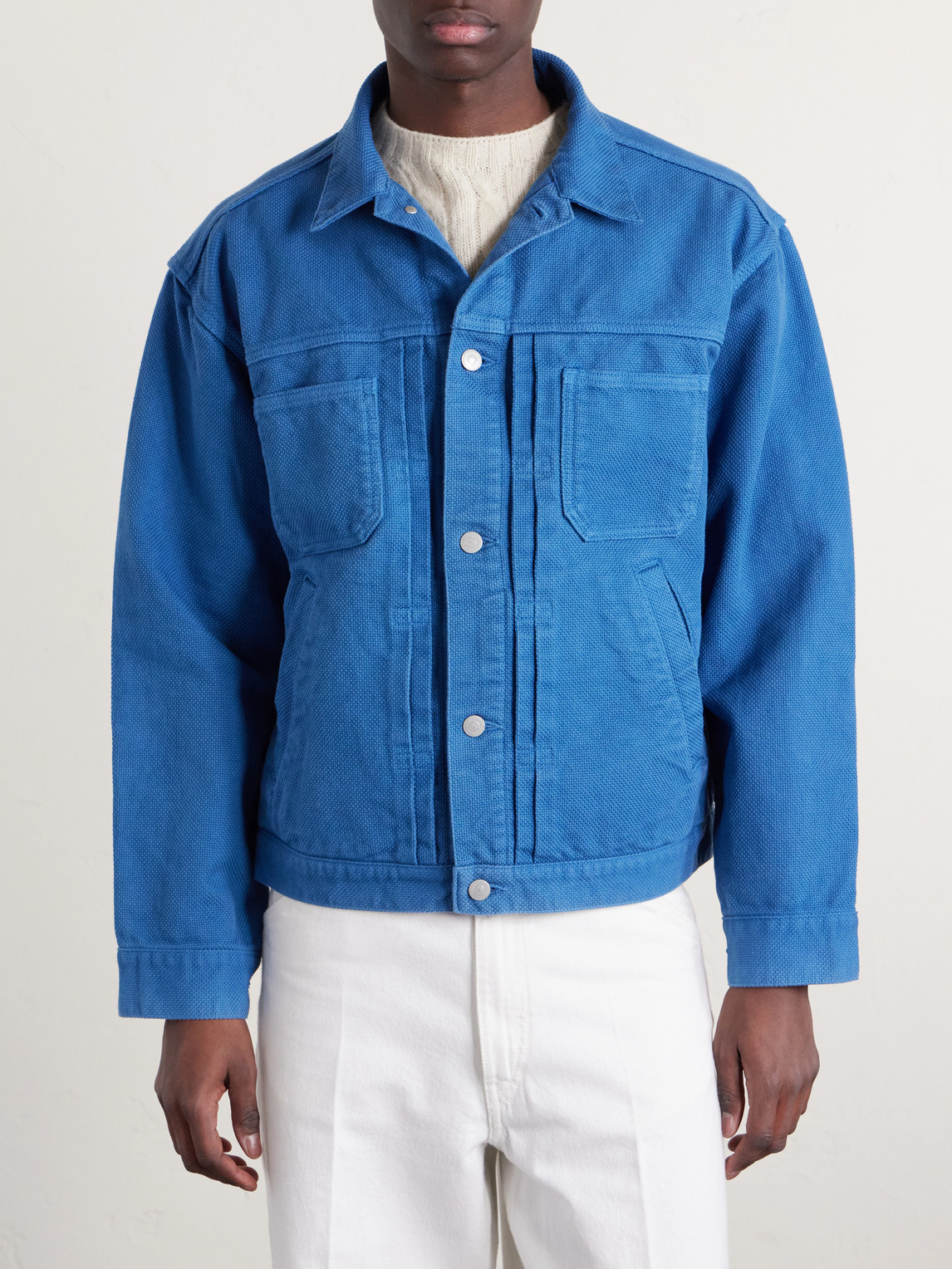  Blue Blue Japan - Textured-cotton Jacket - Men - Blue - S 