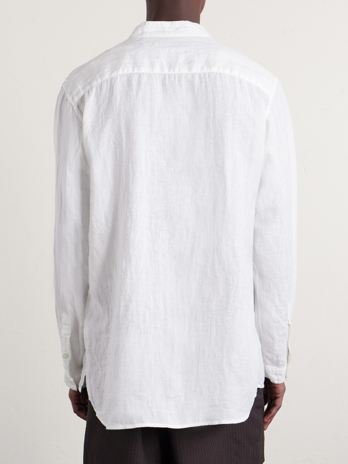Grandad-Collar Linen Shirt