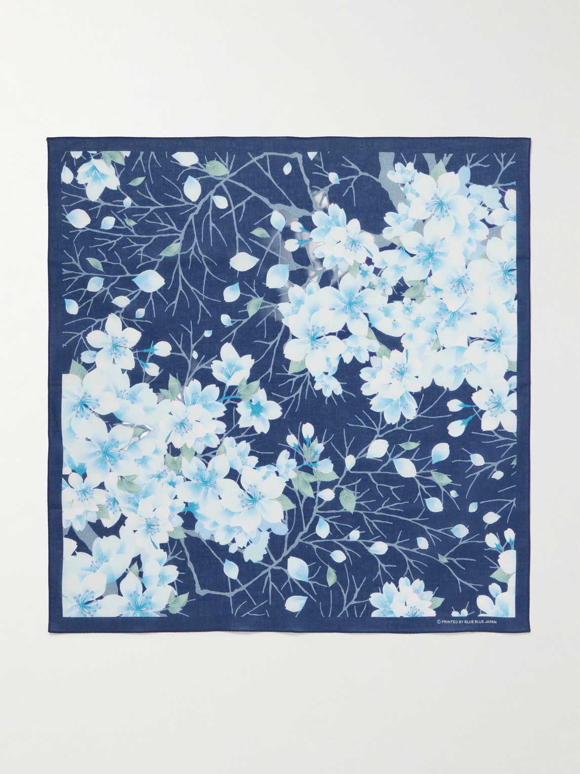 Blue Blue Japan Sakura Kaza Printed Cotton-voile Bandana In Blue