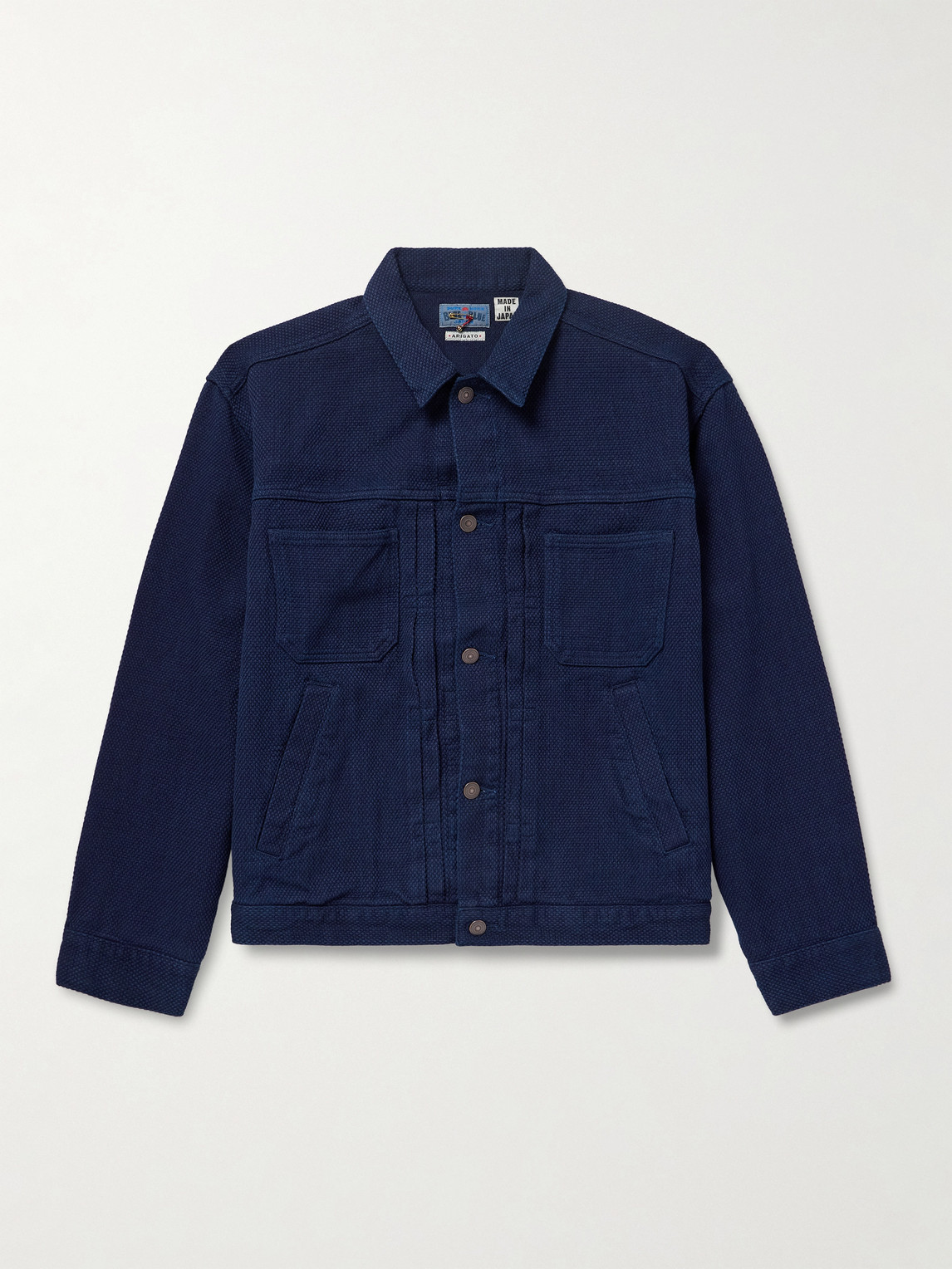 Blue Blue Japan Indigo-dyed Sashiko Cotton Trucker Jacket In Blue