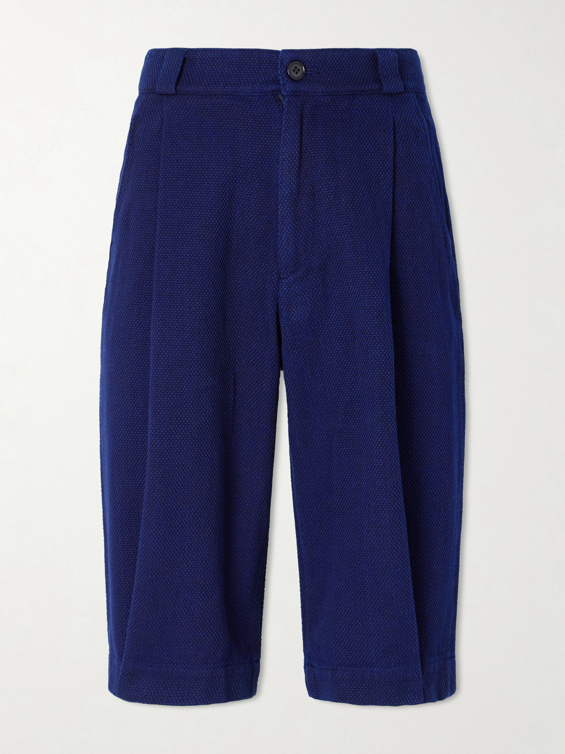 Blue Blue Japan Wide-eg Pleated Sashiko Cotton Shorts - Men