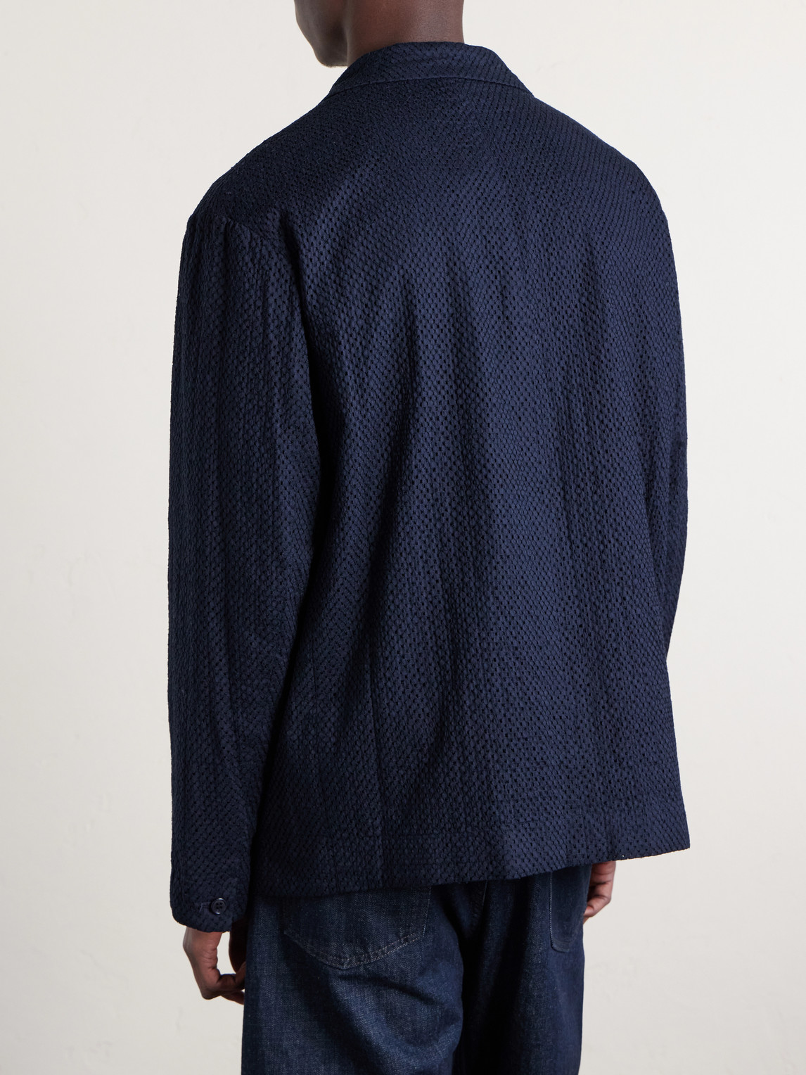  Blue Blue Japan - Textured Cotton Suit Jacket - Men - Blue - L 