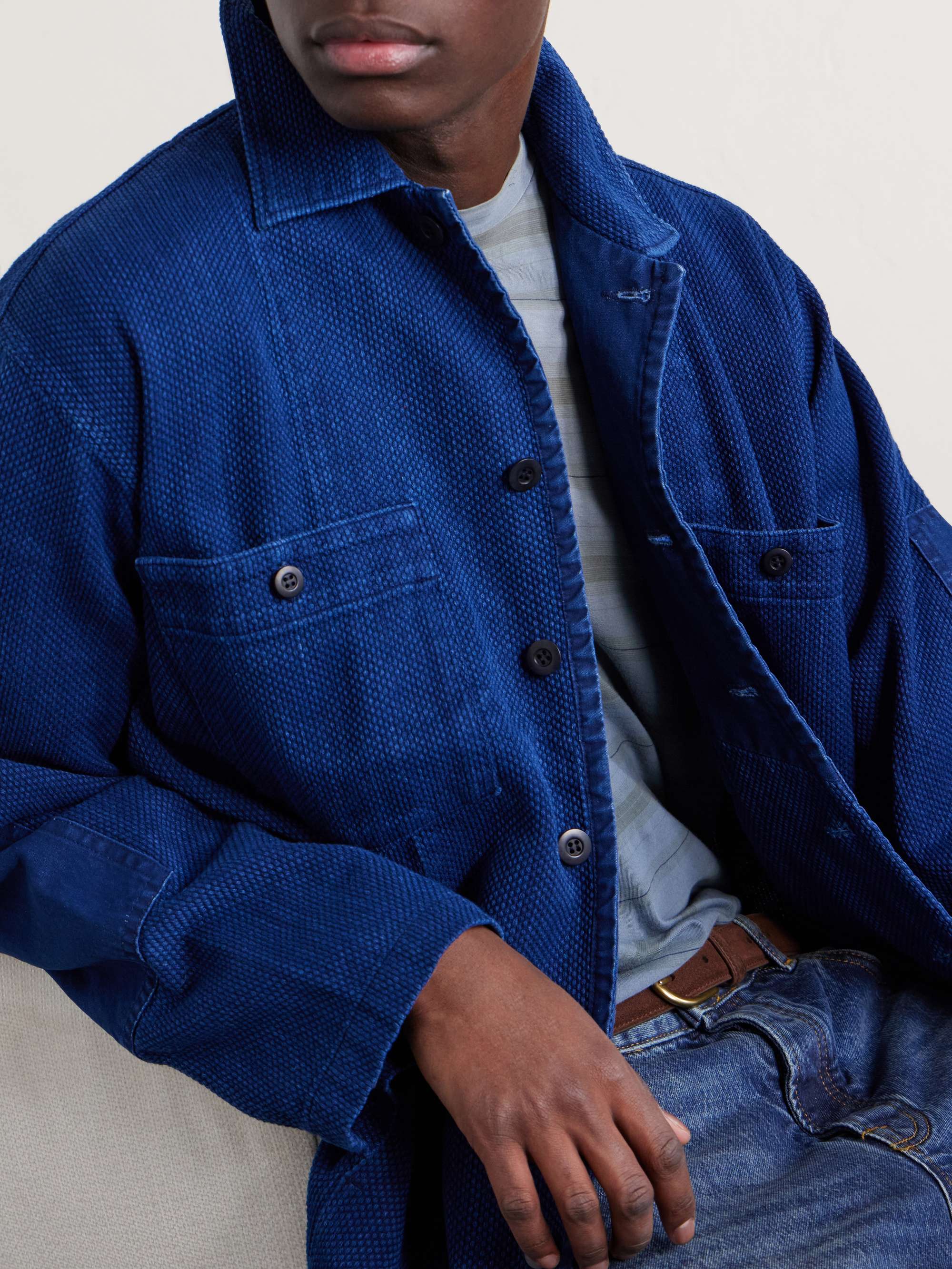 BLUE BLUE JAPAN Textured-Cotton Overshirt for Men | MR PORTER