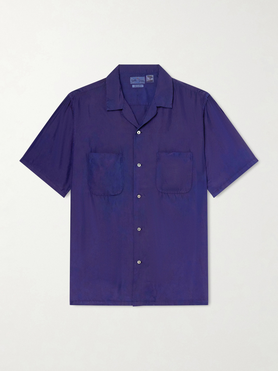 Blue Blue Japan Convertible-Collar Indigo-Dyed Silk-Habotai Shirten