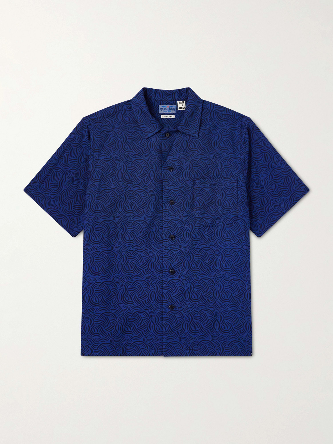 Blue Blue Japan Camp-collar Cotton-jacquard Shirt In Blue