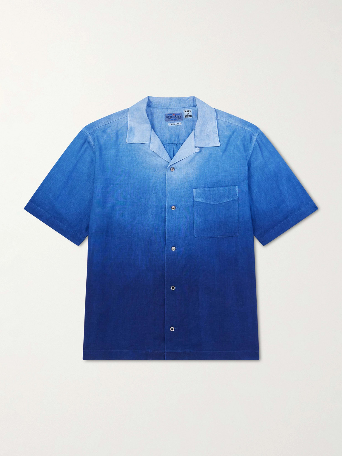 Blue Blue Japan Camp-collar Dégradé Woven Shirt In Blue
