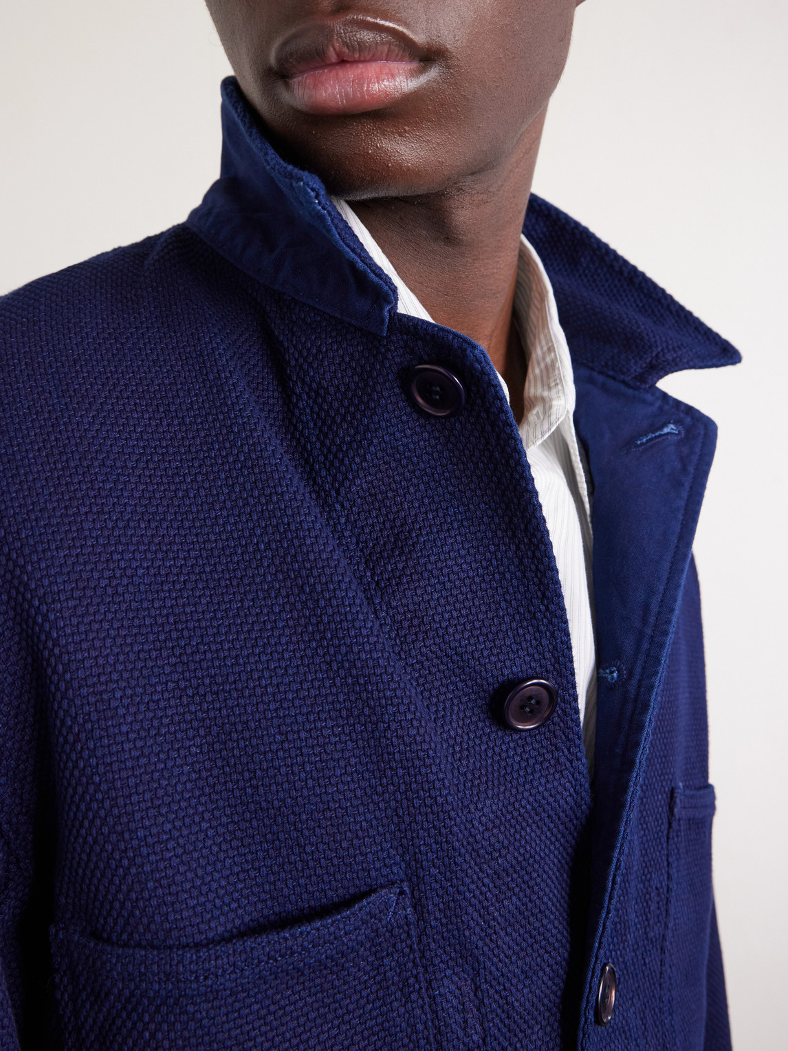 Logo-Appliquéd Sashiko Cotton-Piqué Jacket