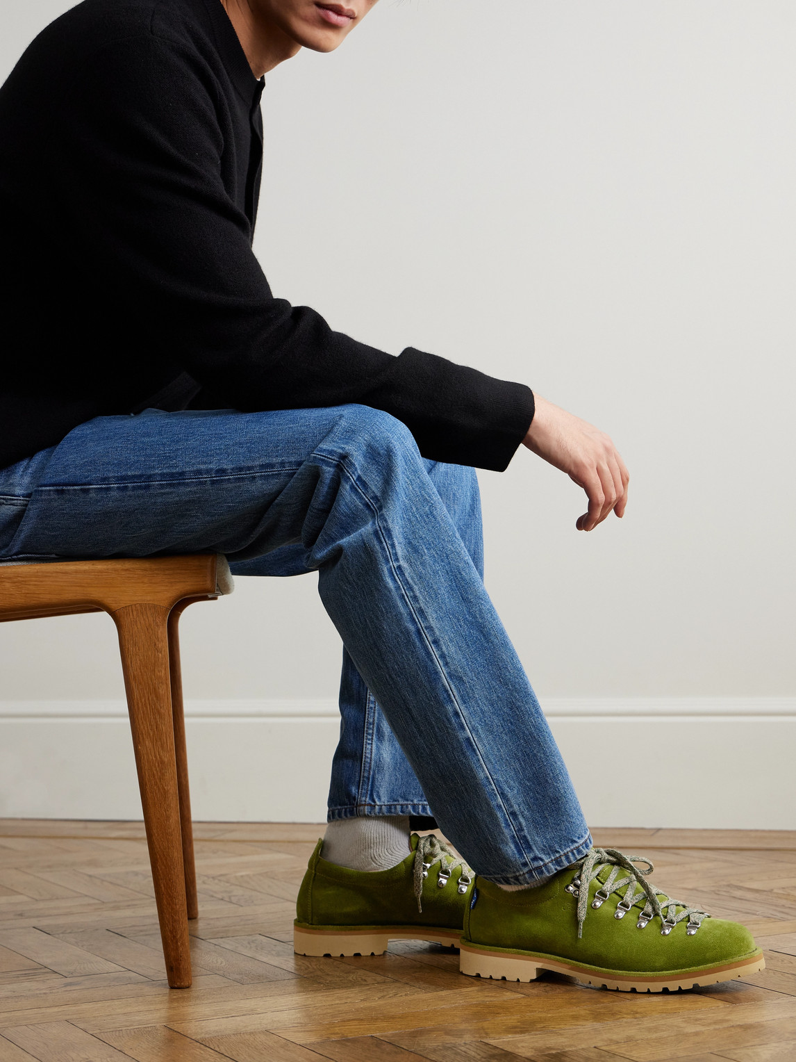 Nn07 Fracap M121 Suede Hiking Boots In Green