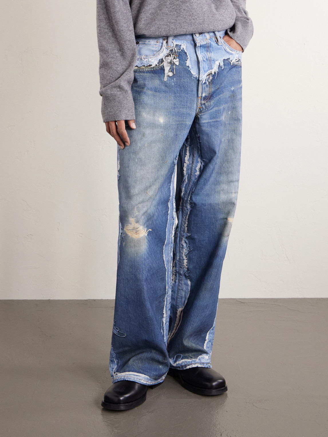  Acne Studios - 1981 Wide-leg Trompe L'oeil Printed Organic Jeans - Men - Blue - Xs 
