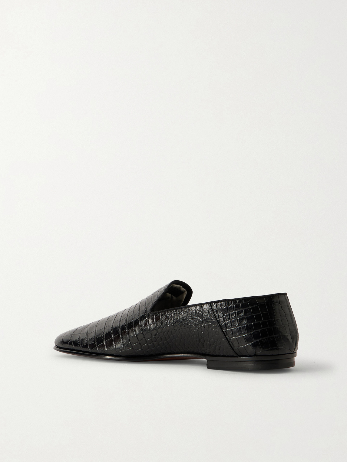 Steven Grosgrain-Trimmed Croc-Effect Loafers