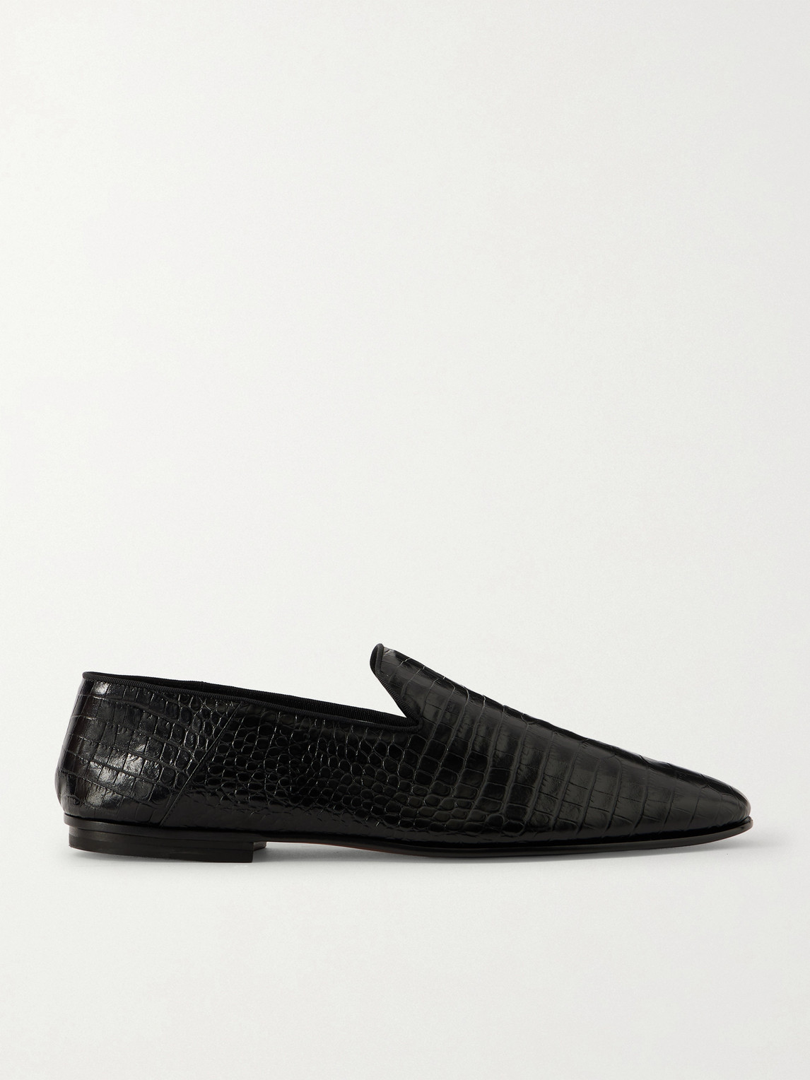 Tom Ford Steven Grosgrain-Trimmed Croc-Effect Leather Loafers EU 40