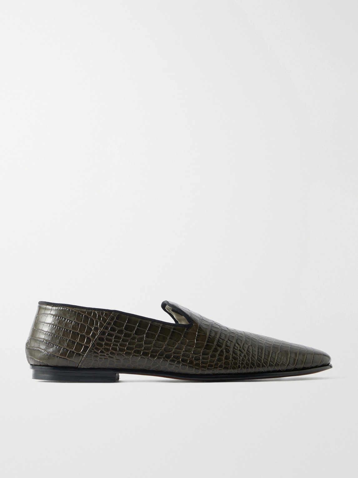 Tom Ford Steven Grosgrain-Trimmed Croc-Effect Leather Loafers EU 40