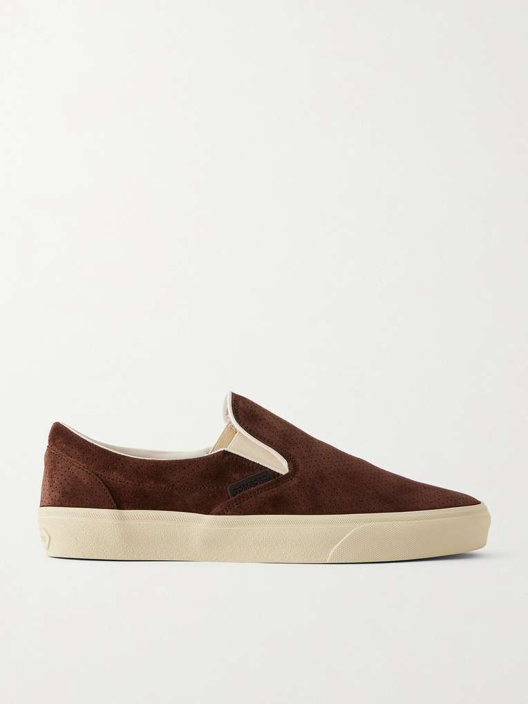 Tom Ford — Perforated Suede Slip-On Sneakers