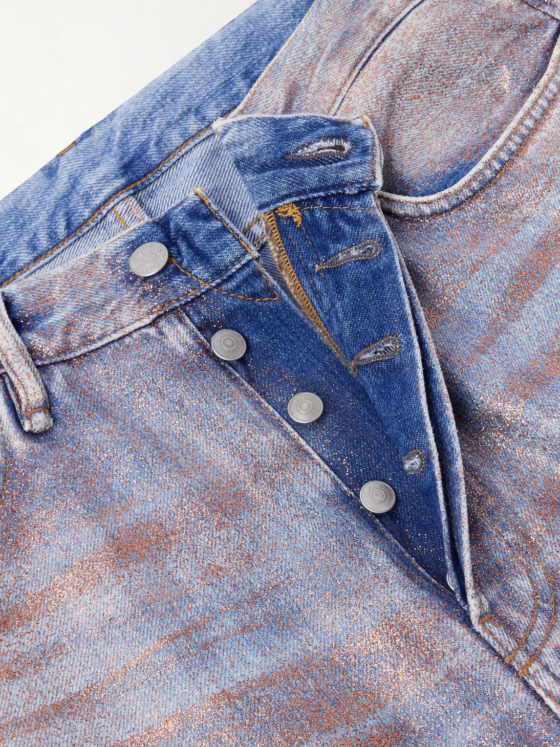 Wide-Leg Glittered Jeans