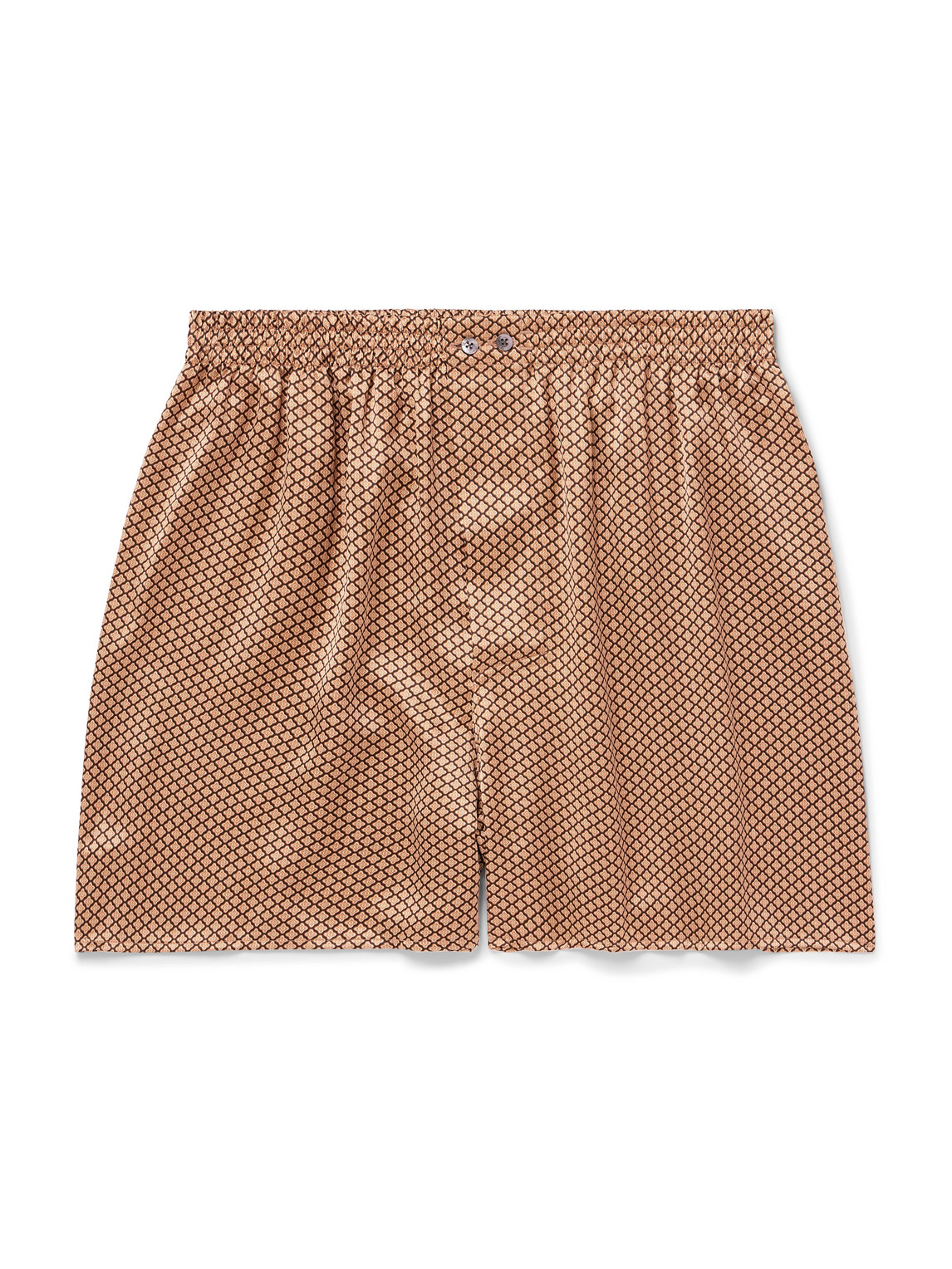 Zimmerli Printed Silk-satin Boxer Shorts In Brown