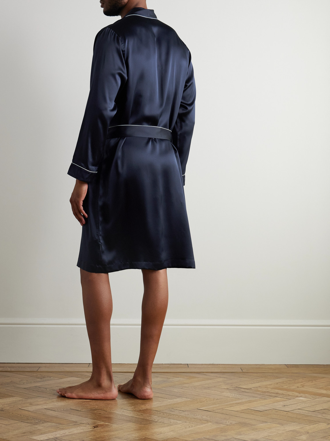  Zimmerli - Belted Silk-satin Robe - Men - Blue - M 