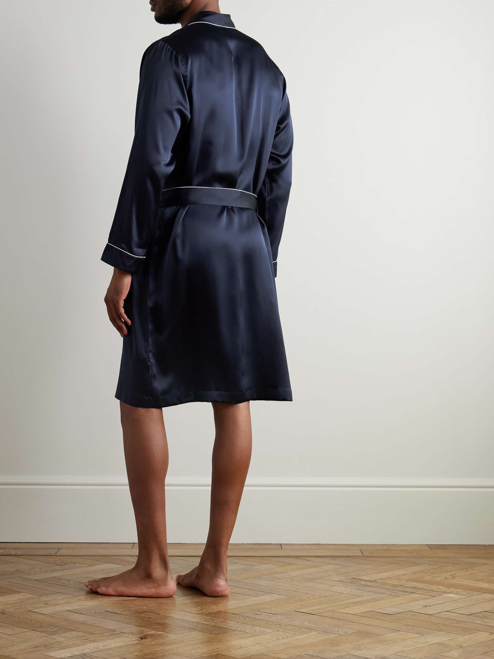 ZIMMERLI Belted Printed Silk-Satin Robe