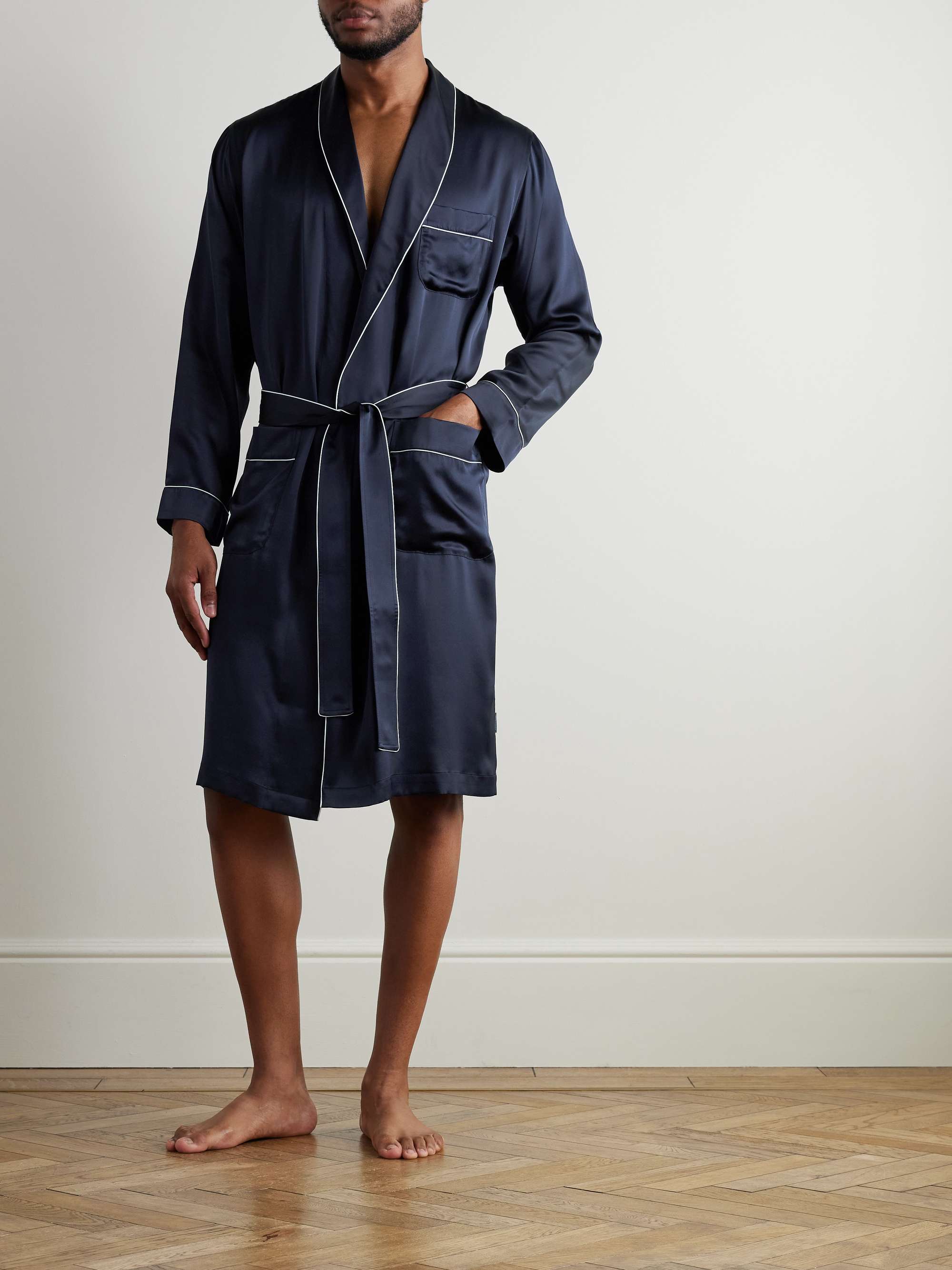 ZIMMERLI Belted Printed Silk-Satin Robe