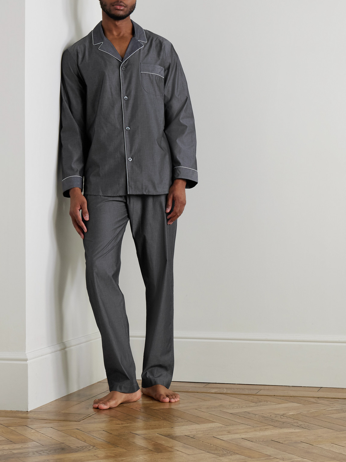 Zimmerli Cotton Pyjama Set In Gray