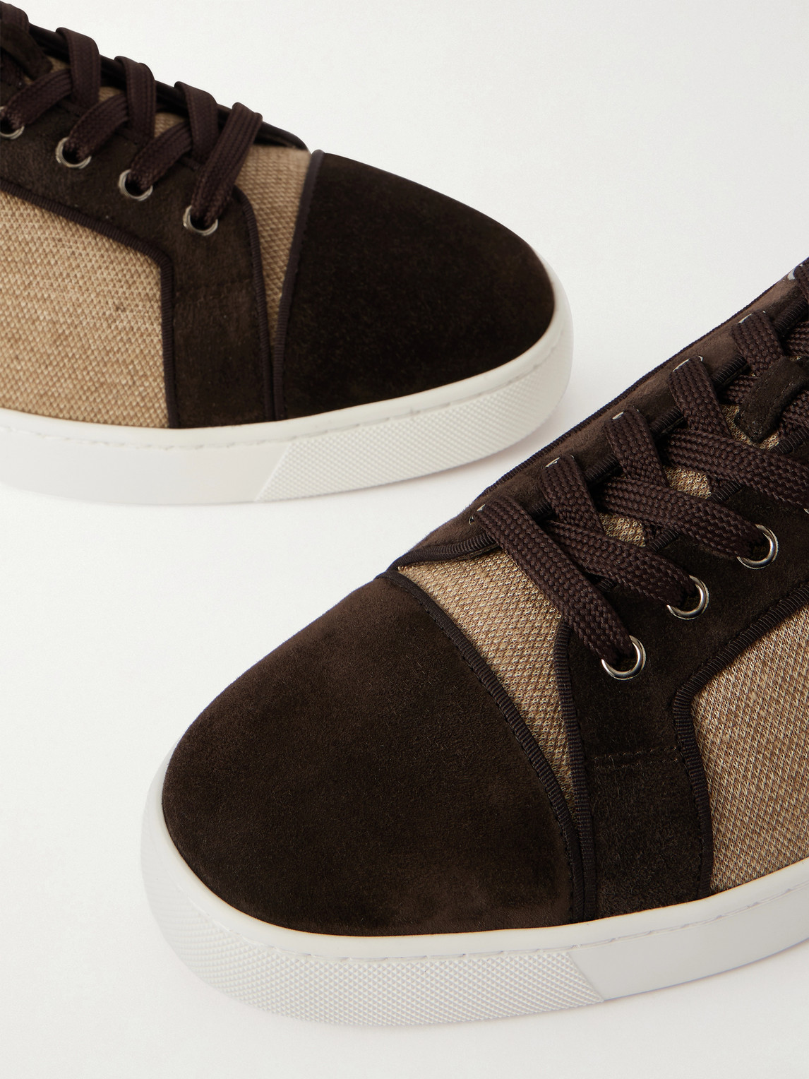 Christian Louboutin - Louis Junior Grosgrain-trimmed Suede And Canvas Sneakers - Men - Brown - Eu 40 