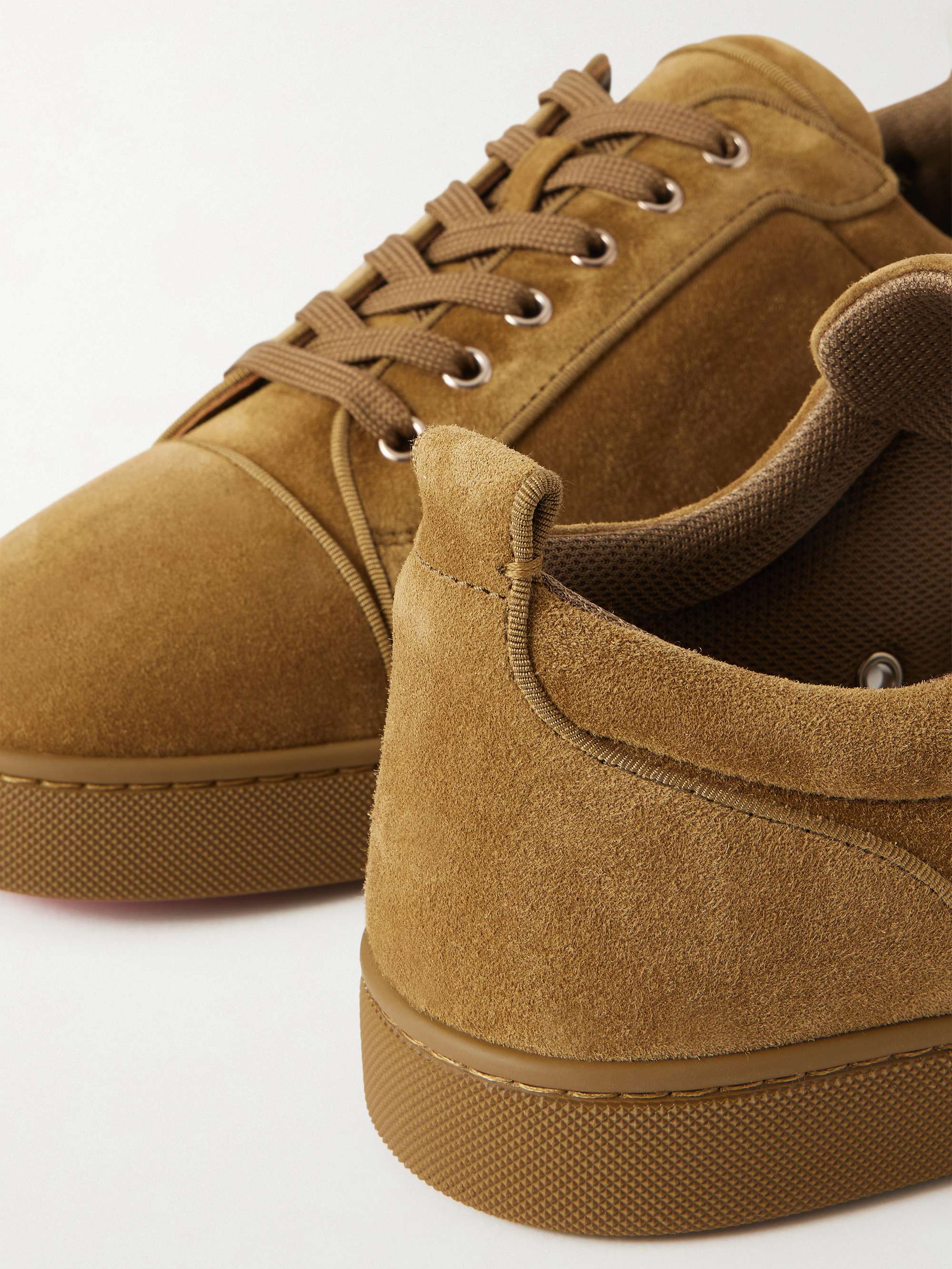 CHRISTIAN LOUBOUTIN Louis Junior Grosgrain-Trimmed Suede Sneakers 
