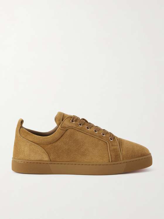 Christianlouboutin Louis Junior Grosgrain-Trimmed Suede Sneakers