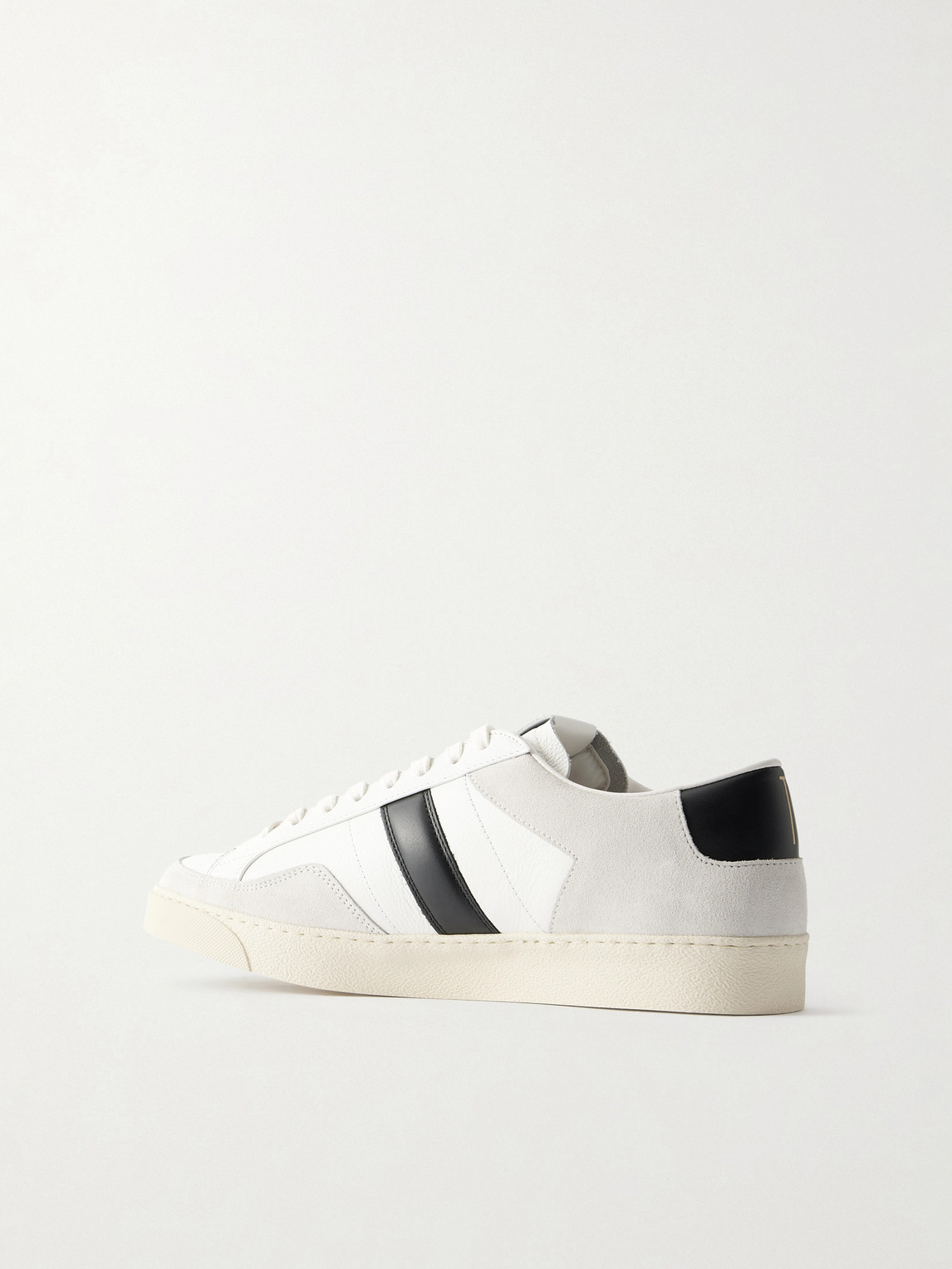 Tom Ford Panelled Suede And Grained Leather Sneakers In White