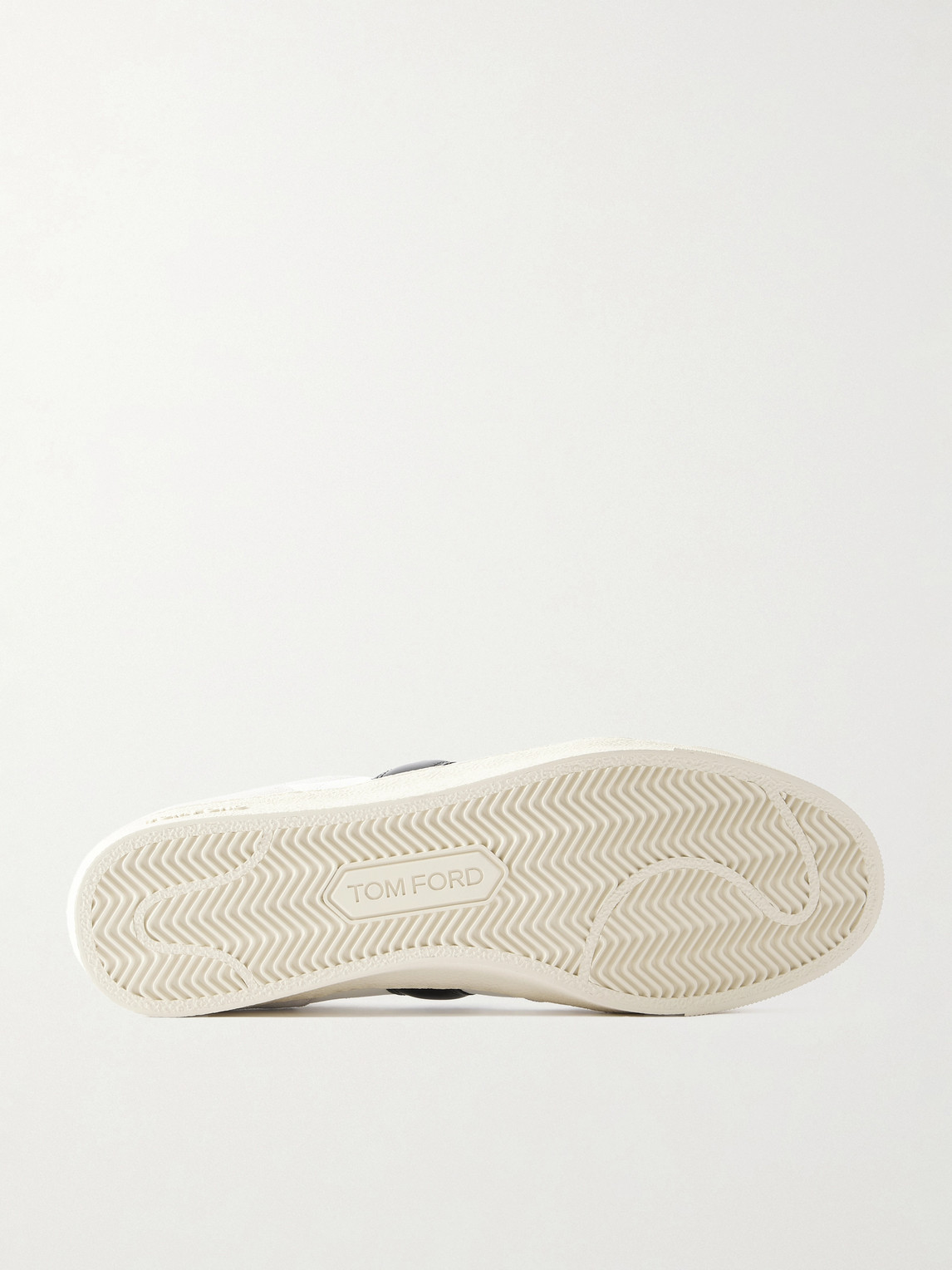 Tom Ford Panelled Suede And Grained Leather Sneakers In White