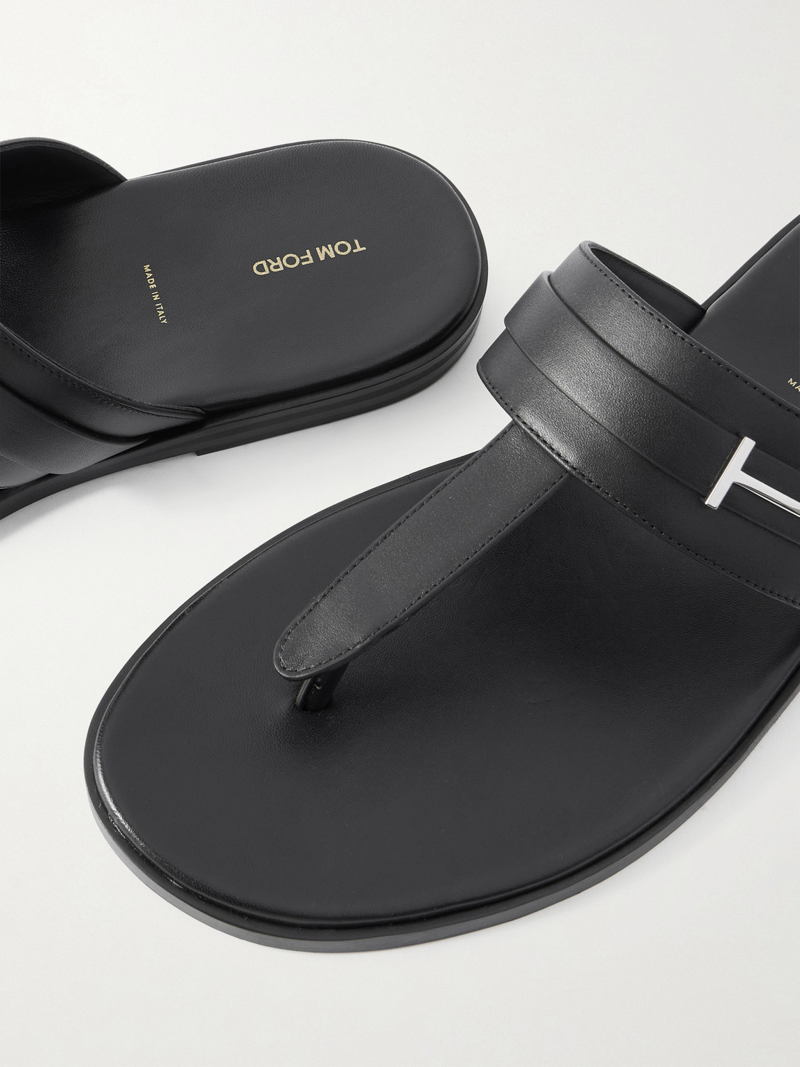 Tom Ford Brighton Leather Sandals In Black