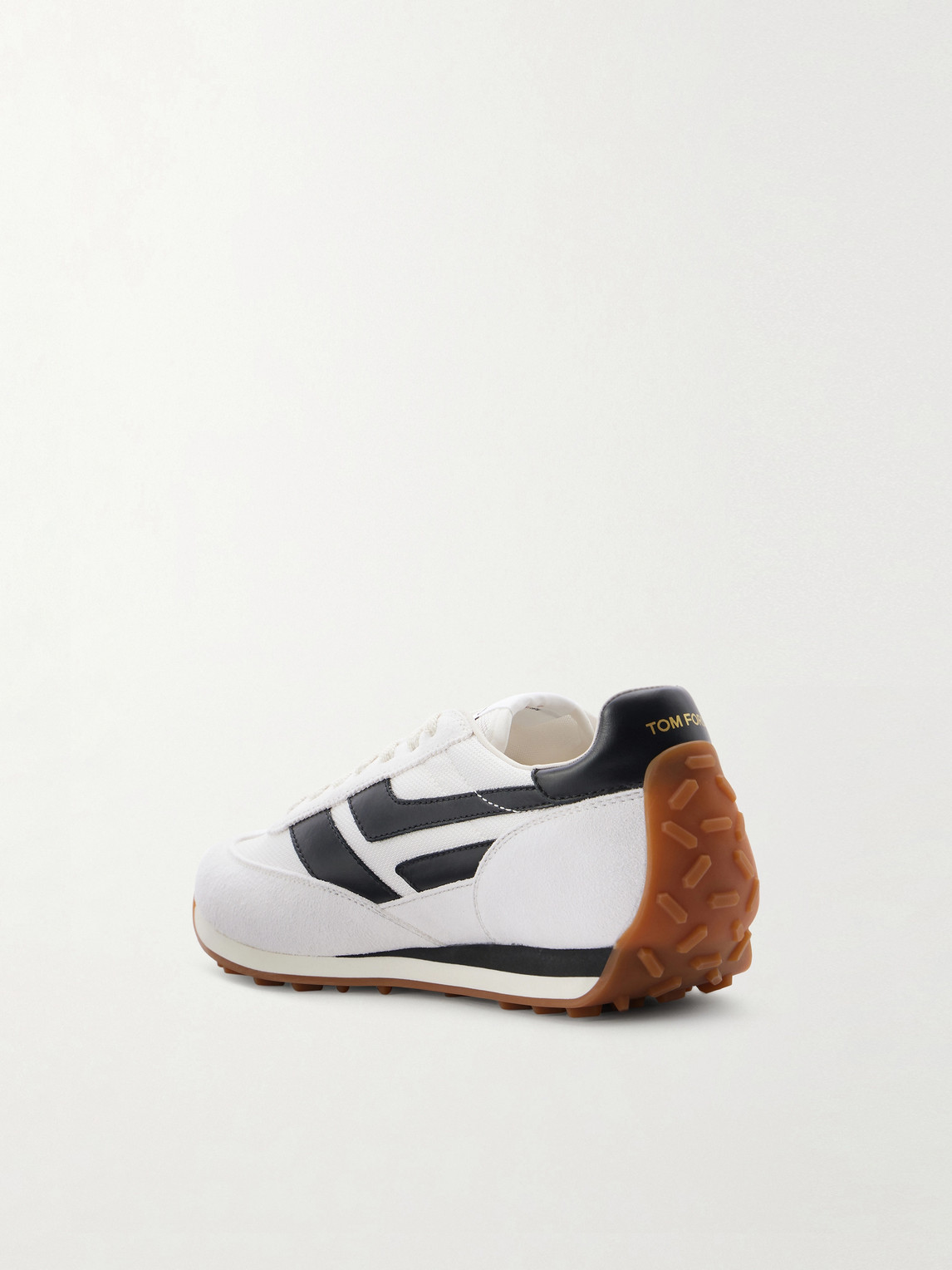 Tom Ford Low-profile White Sneakers With Black Leather Accents In Multi