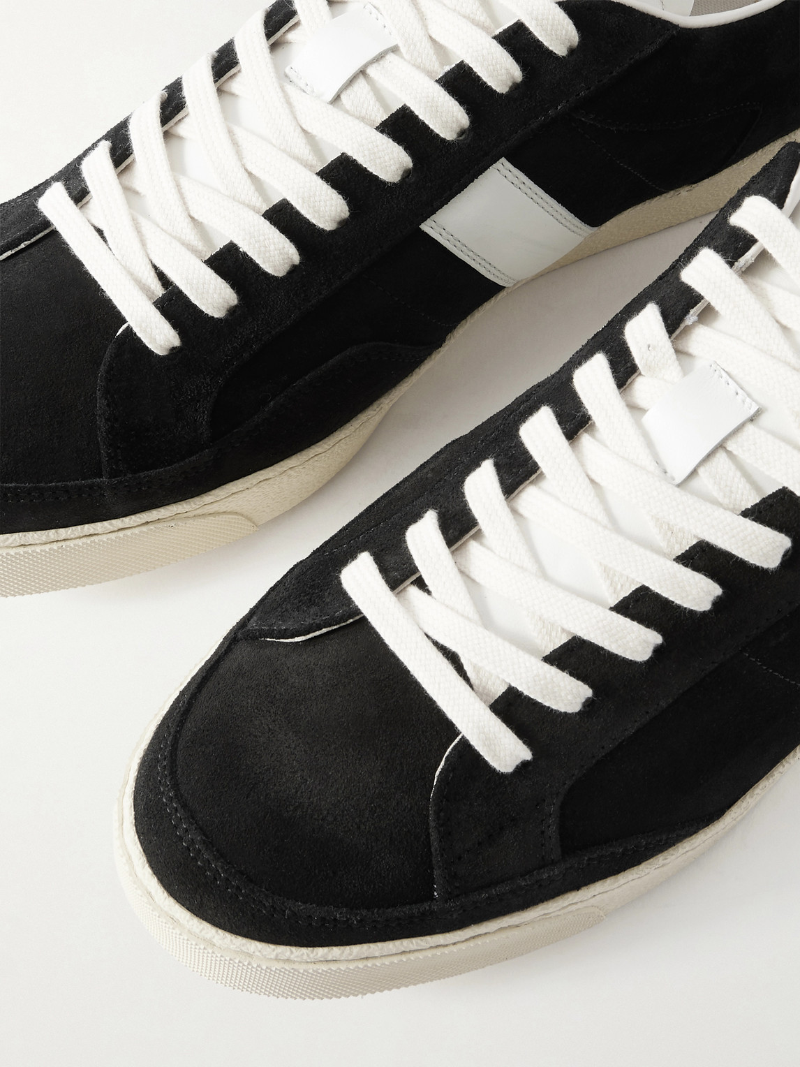 Tom Ford Blake Leather-trimmed Suede Sneakers In Black