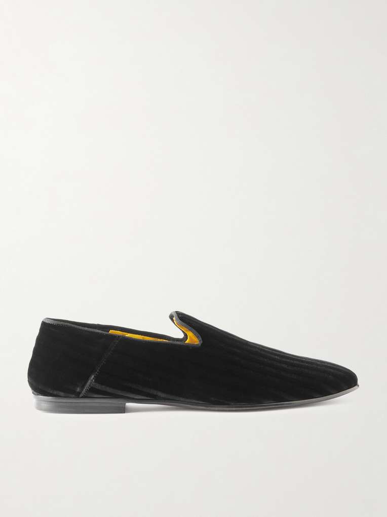 Tom Ford — Steven Striped Velvet Slippers