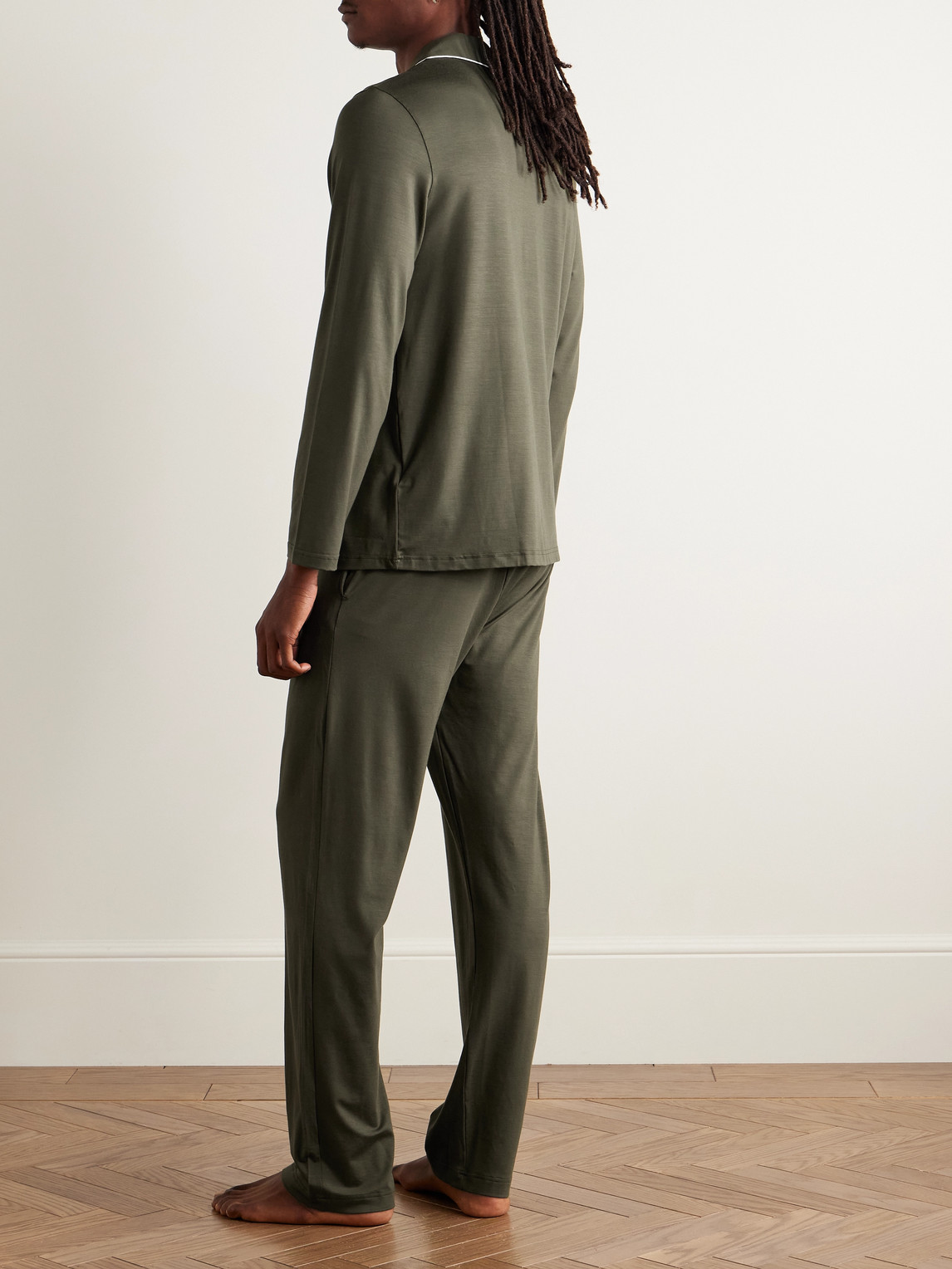  Derek Rose - Basel Stretch-micro Modal Jersey Pyjama Set - Men - Green - M 