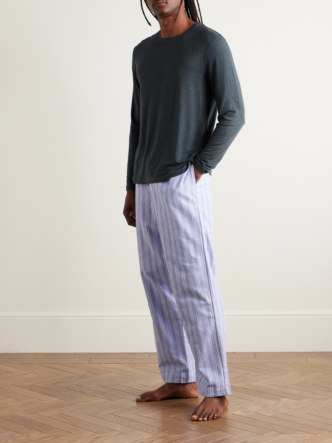 Derek Rose Marlowe Stretch-micro Modal Jersey T-shirt In Gray