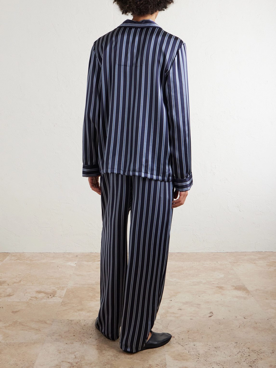  Derek Rose - Brindisi Striped Silk-satin Pyjama Set - Men - Blue - S 