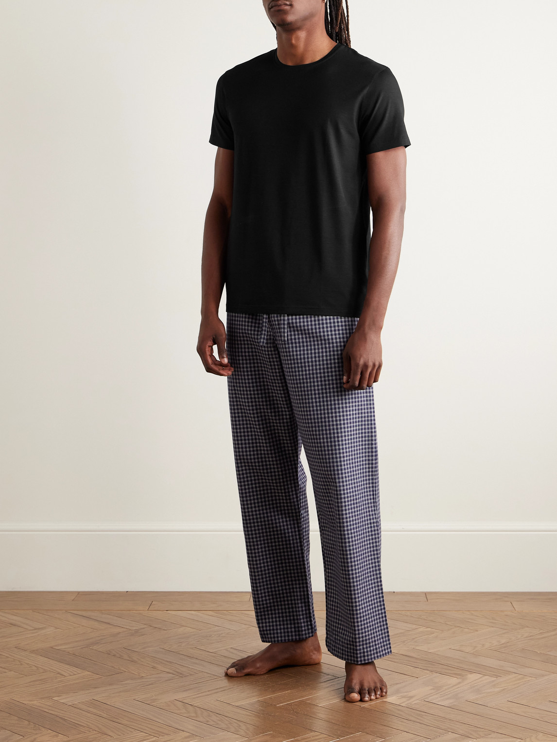 Derek Rose Basel Stretch Micro Modal-jersey T-shirt In Black