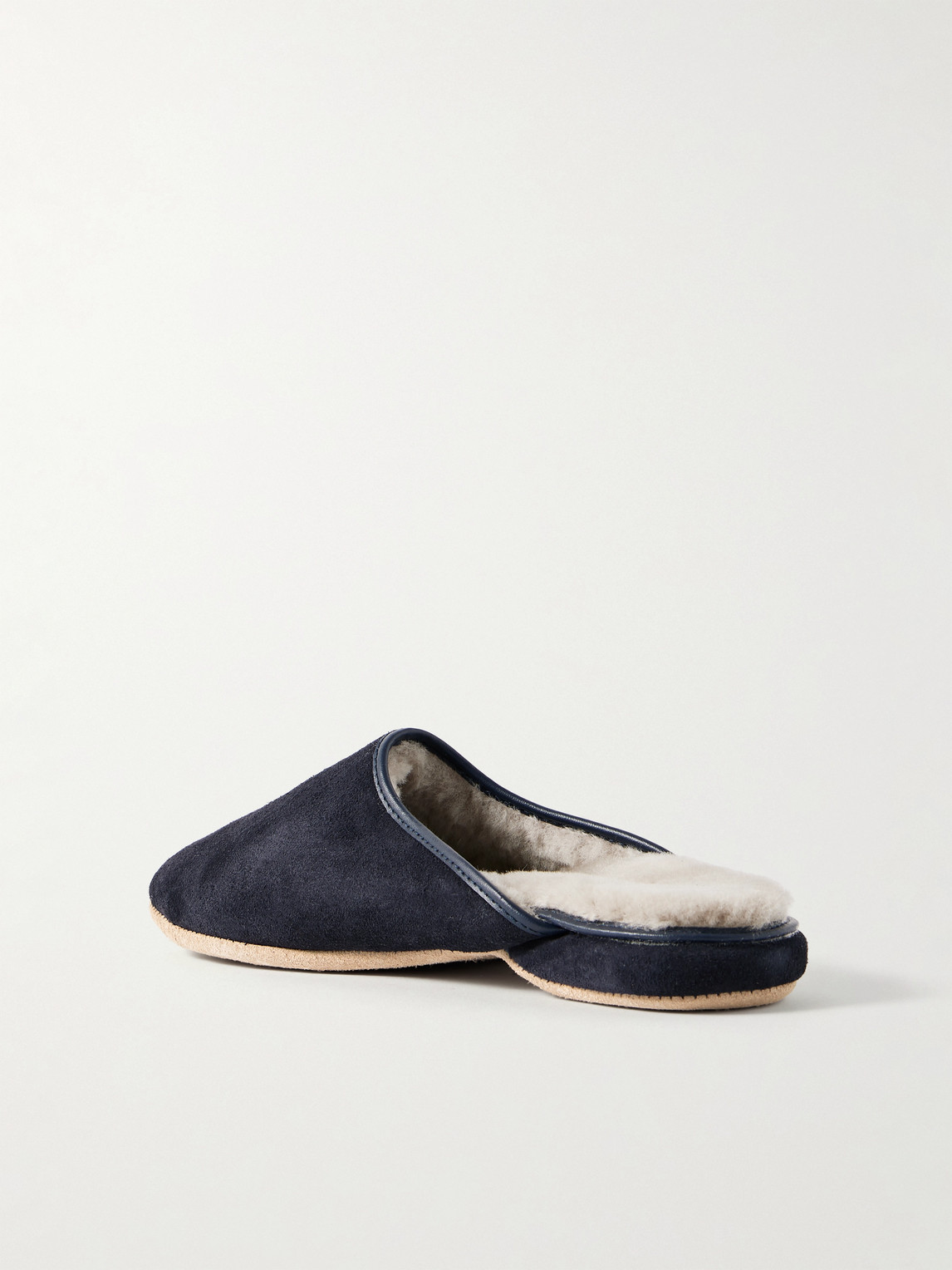 Derek Rose Shearling-lined Suede Slippers In Blue