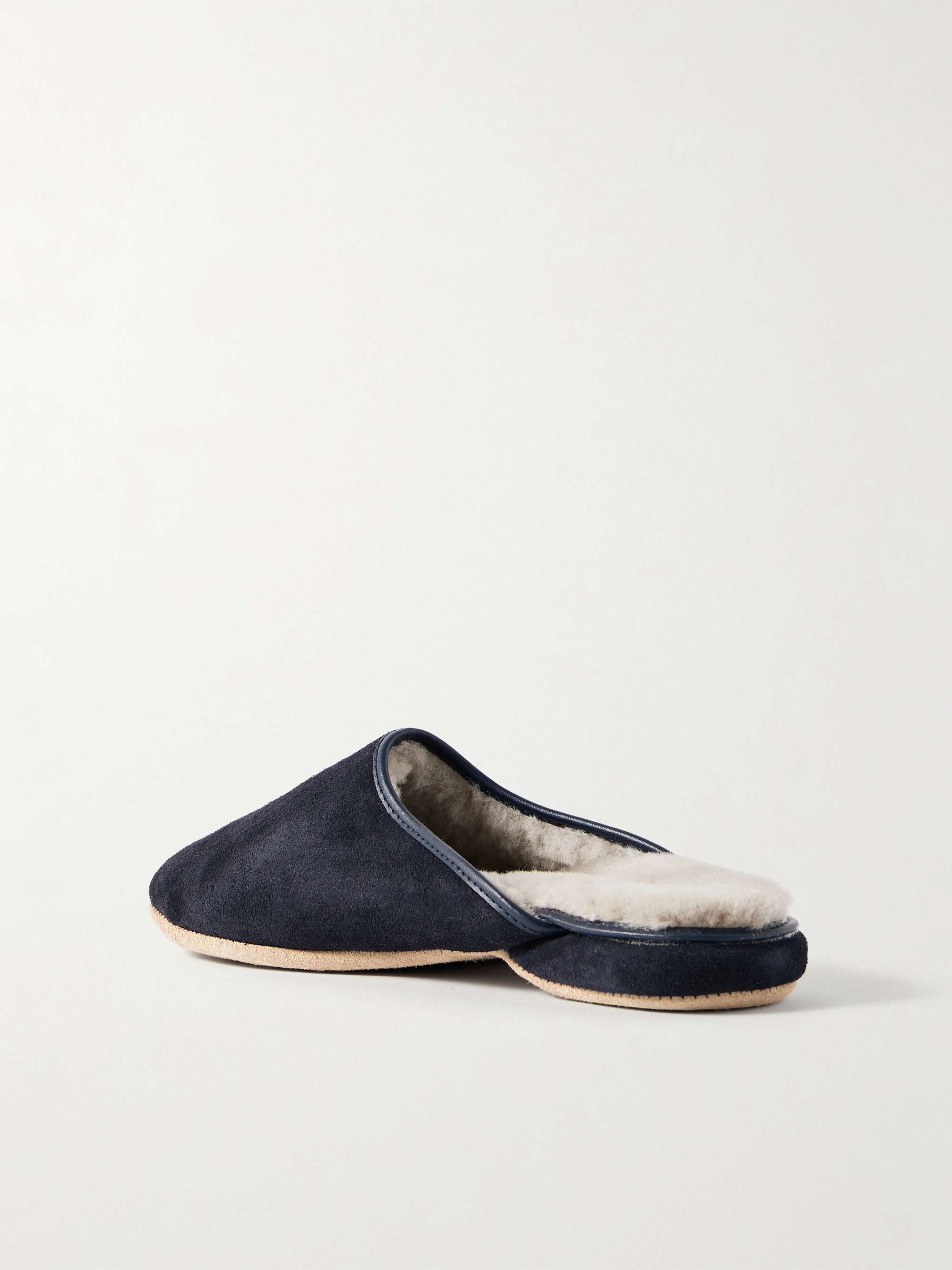 DEREK ROSE Shearling-Lined Suede Slippers