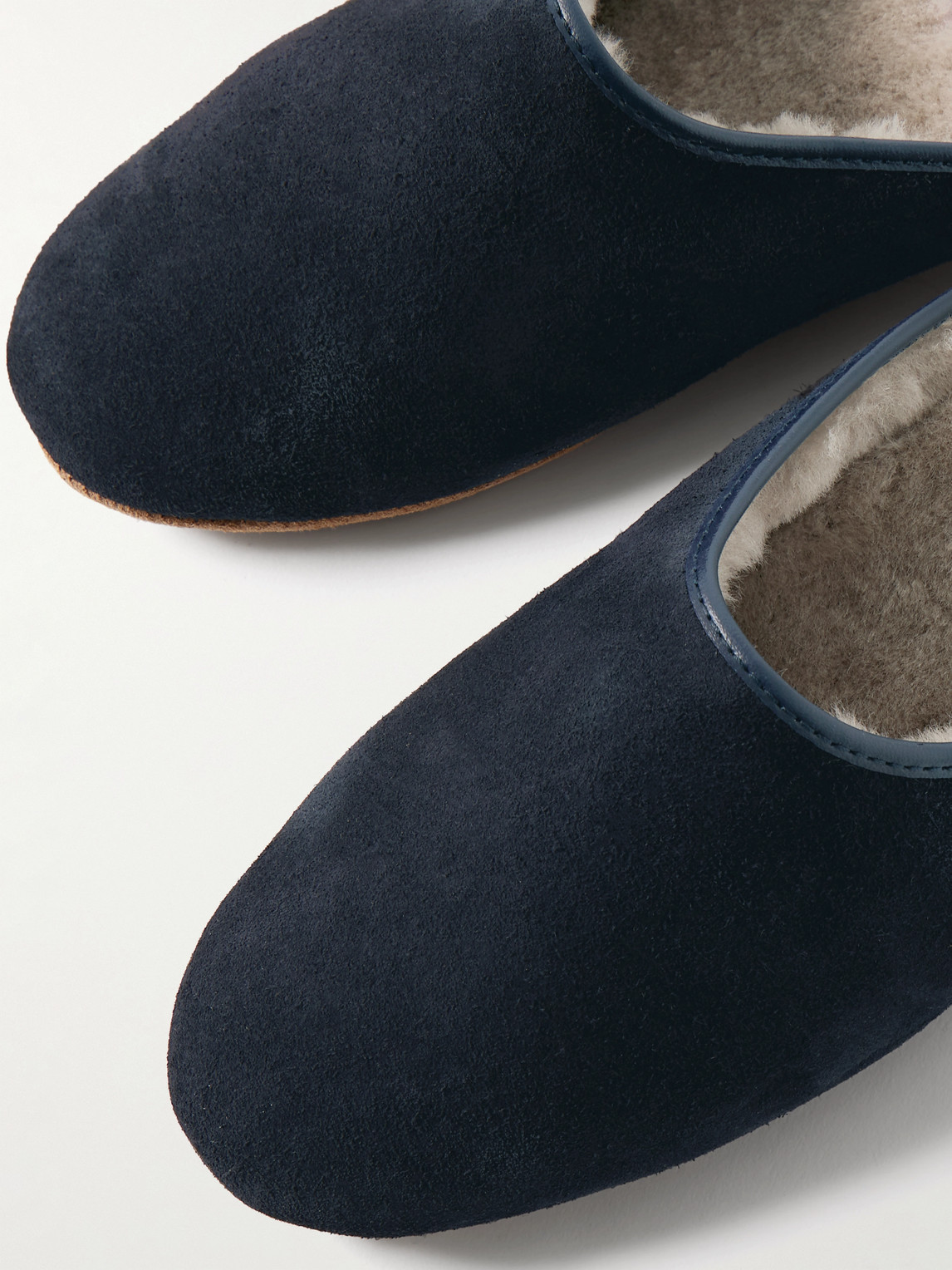 Derek Rose Shearling-lined Suede Slippers In Blue