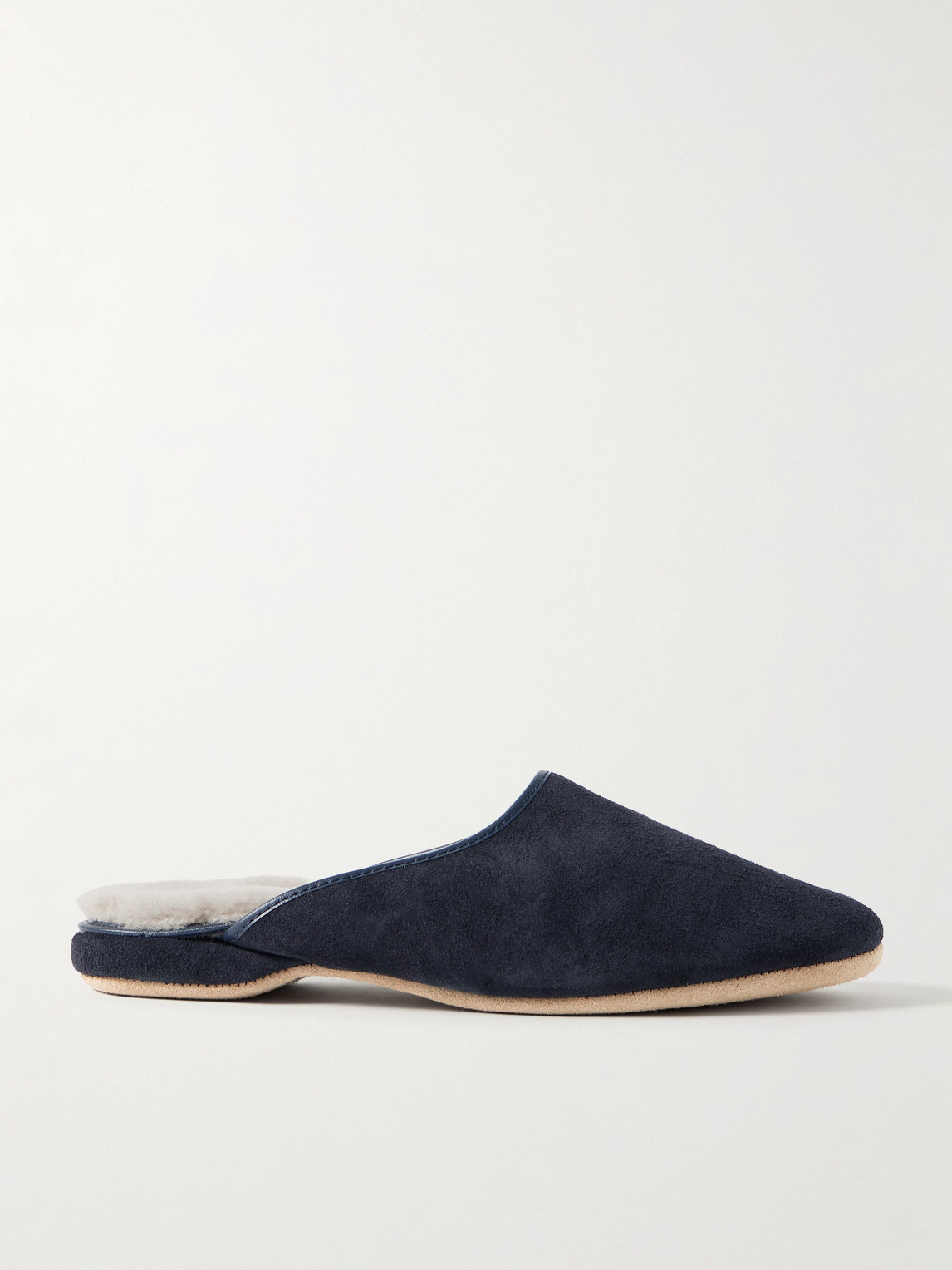 Derek Rose Shearling-lined Suede Slippers In Blue