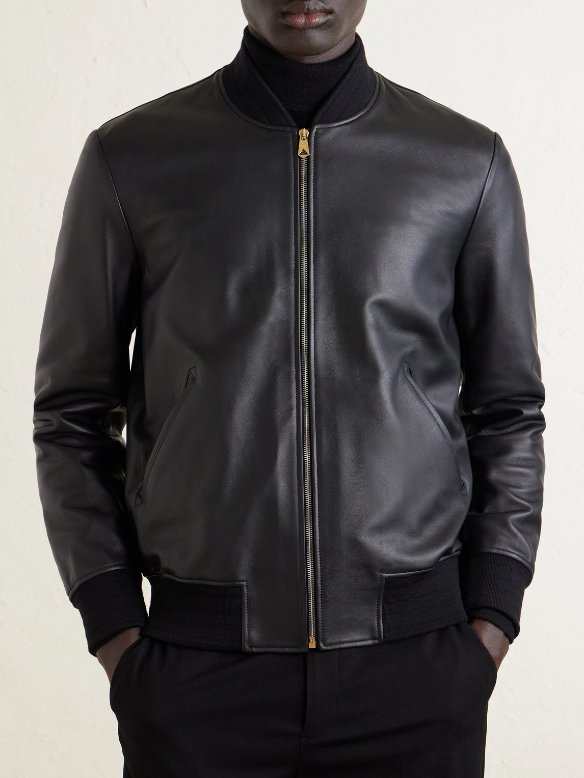  Paul Smith - Leather Bomber Jacket - Men - Black - S 