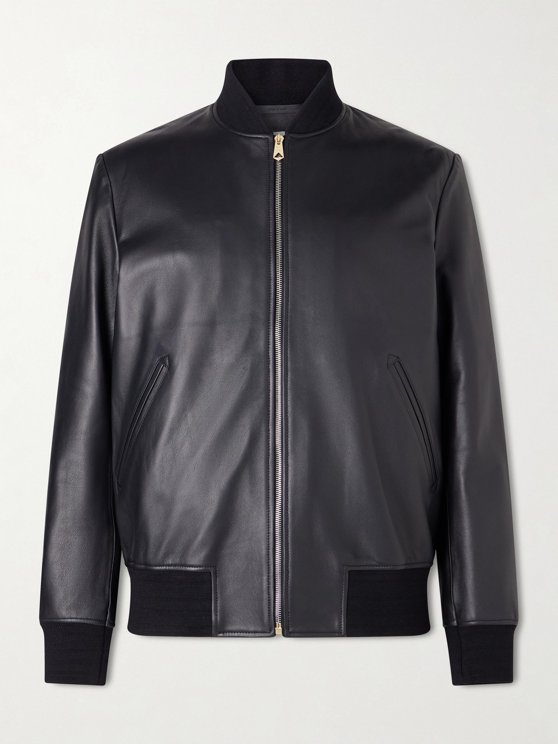 Paul Smith Leather Bomber Jacket In Black