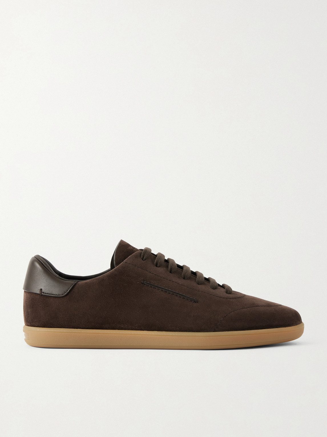 ZEGNA 232 LEATHER-TRIMMED SUEDE SNEAKERS