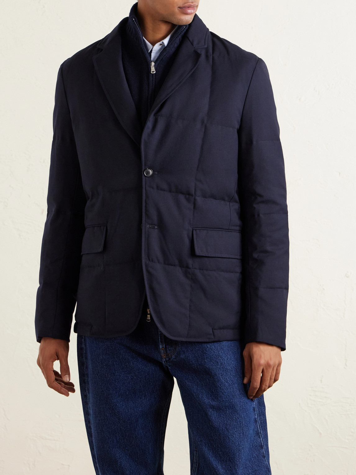  Paul Smith - Quilted Wool-twill Down Blazer - Men - Blue - M 