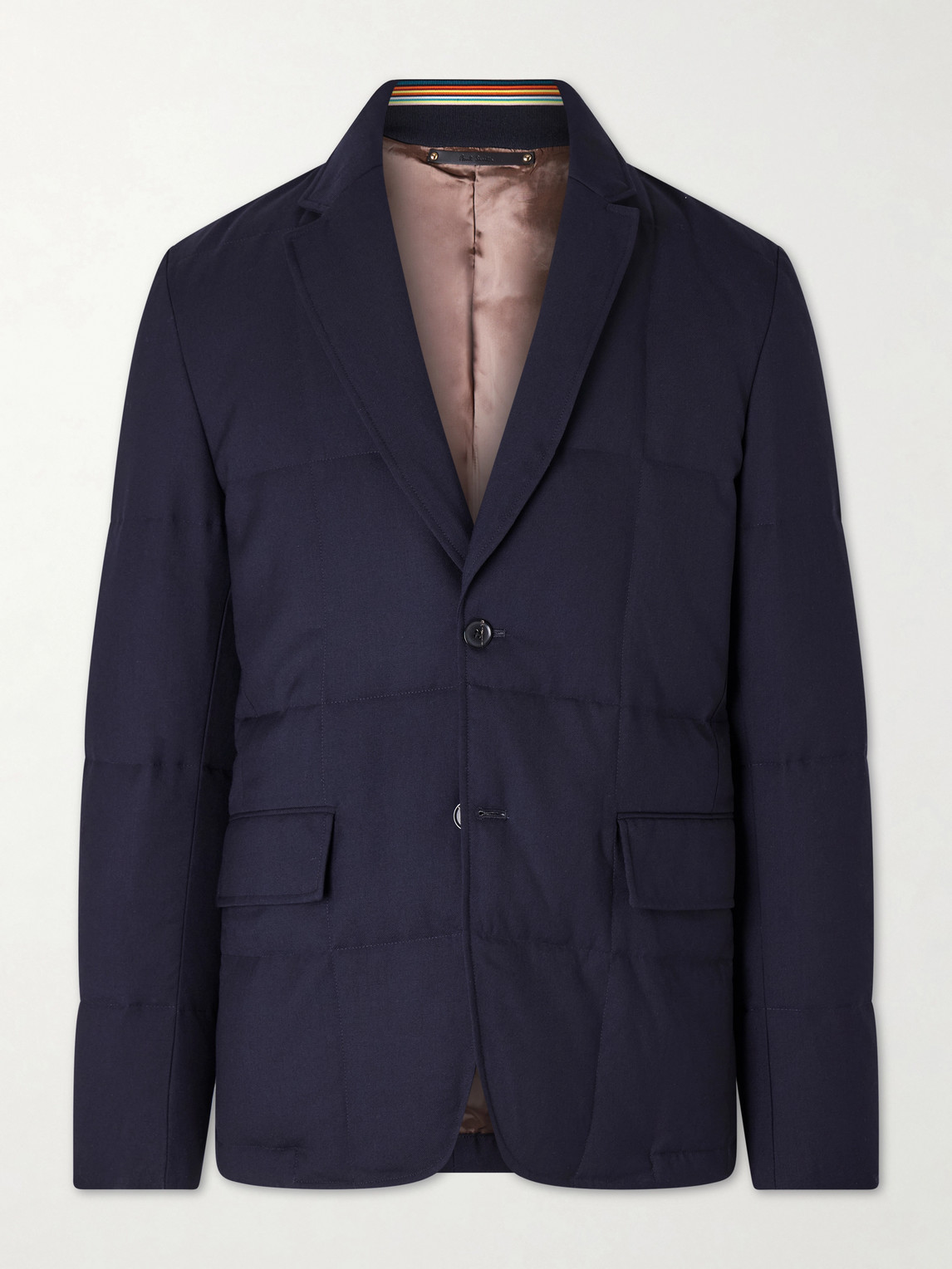 Paul Smith Quilted Wool-twill Down Blazer In Blue