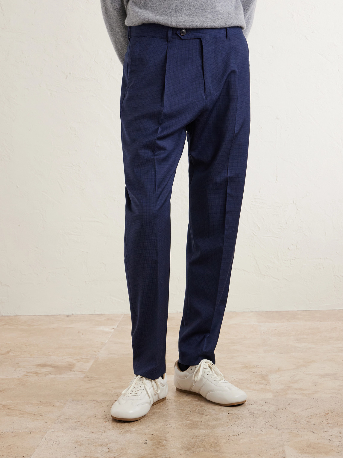 Paul Smith - Tapered Pleated Checked Wool Trousers - Men - Blue - Uk/us 30 