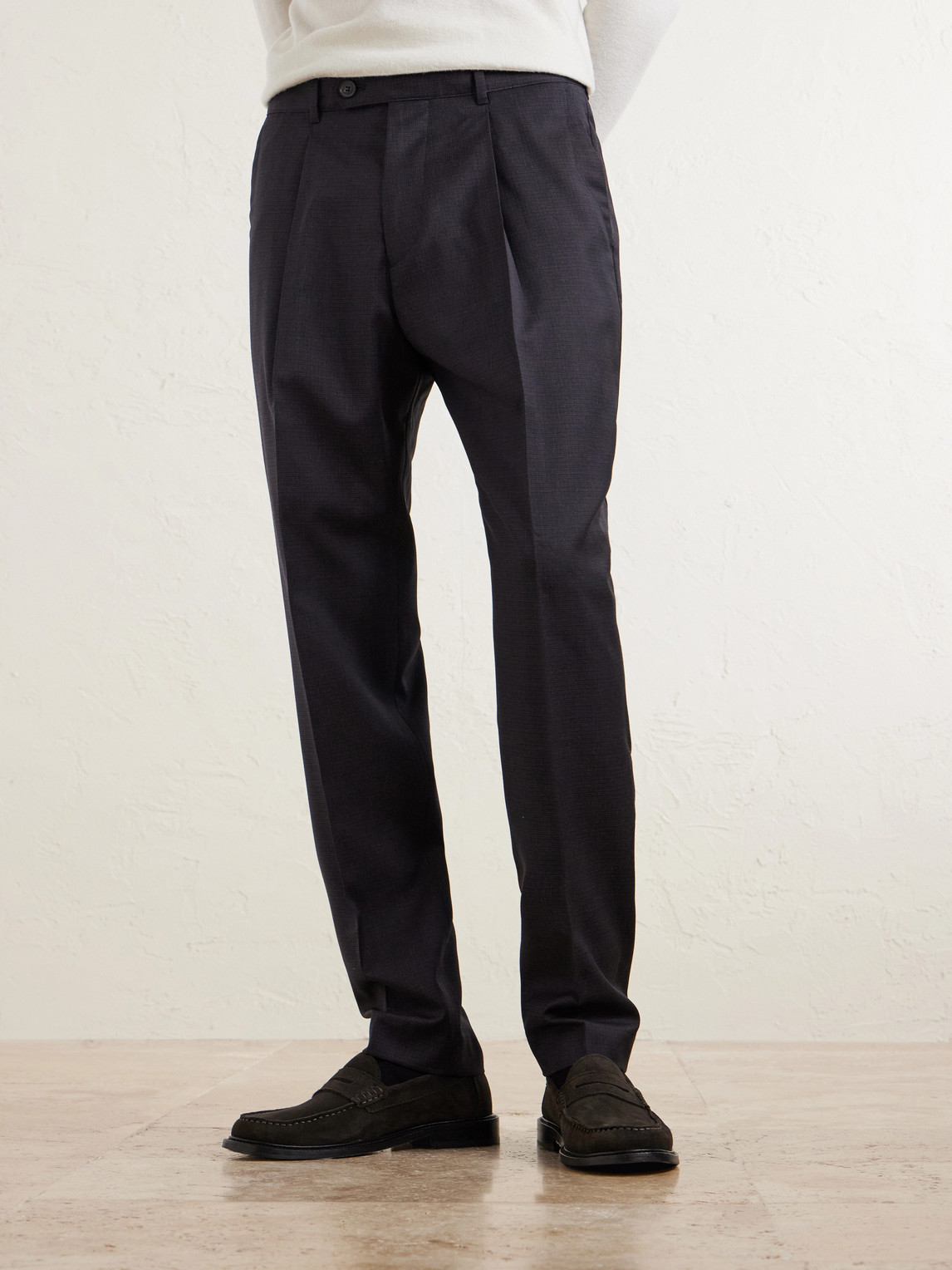  Paul Smith - Tapered Pleated Checked Wool Trousers - Men - Brown - Uk/us 30 