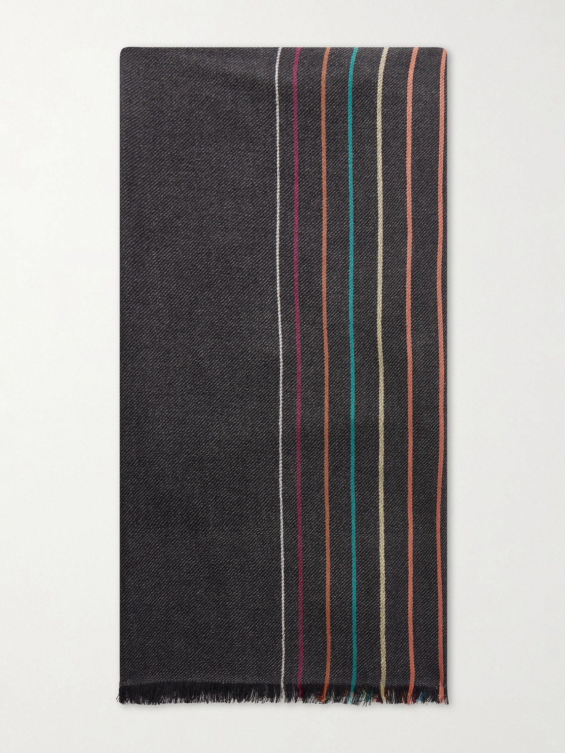 Paul Smith Fringed Striped Wool and Silk-Blend Scarf - Men