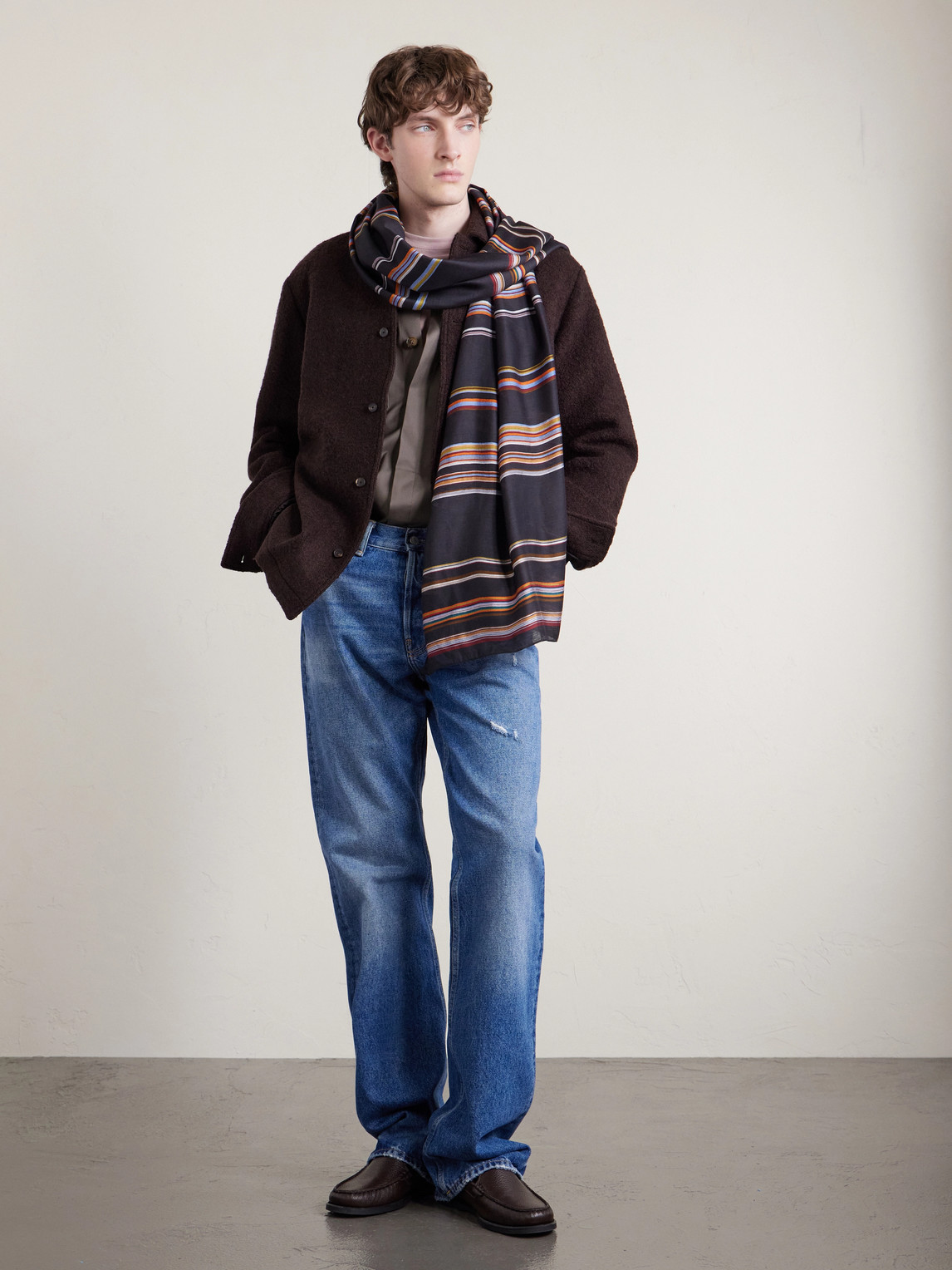 Paul Smith - Striped Voile Scarf - Men - Black 