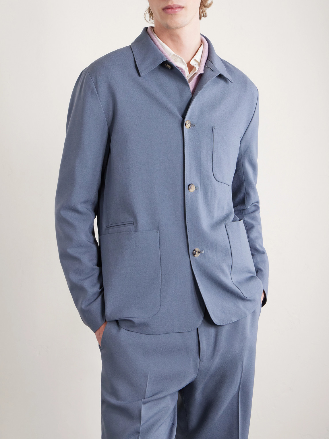  Paul Smith - Grain De Poudre Wool Jacket - Men - Blue - S 